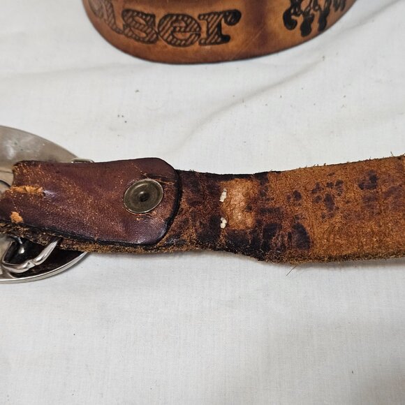 Budweiser Beer Vintage Leather Belt Appx 54" Long W/ Belt Buckle-- READ - Picture 5 of 10